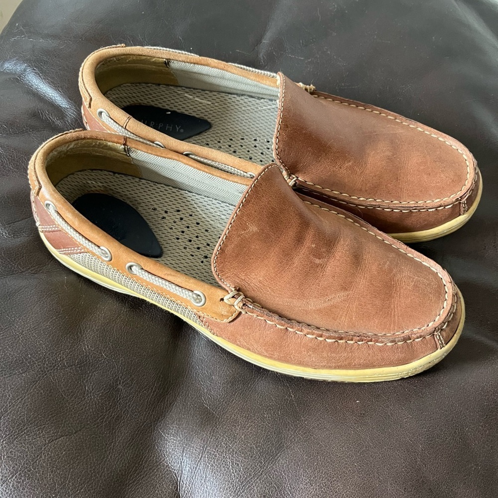 J. Murphy Leather Slip-On Loafers in Cognac Brown